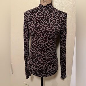 Free People Chocolate Animal Print Top